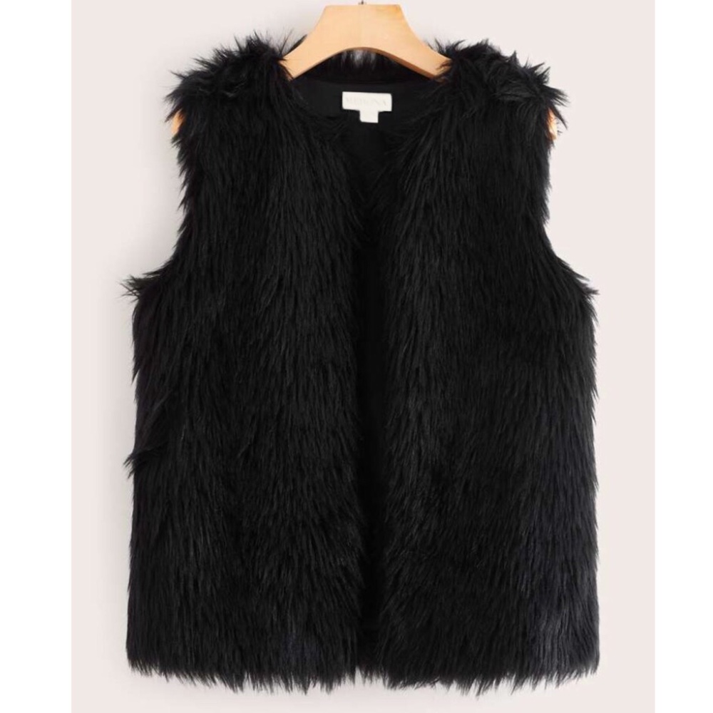 Black fur vest soft